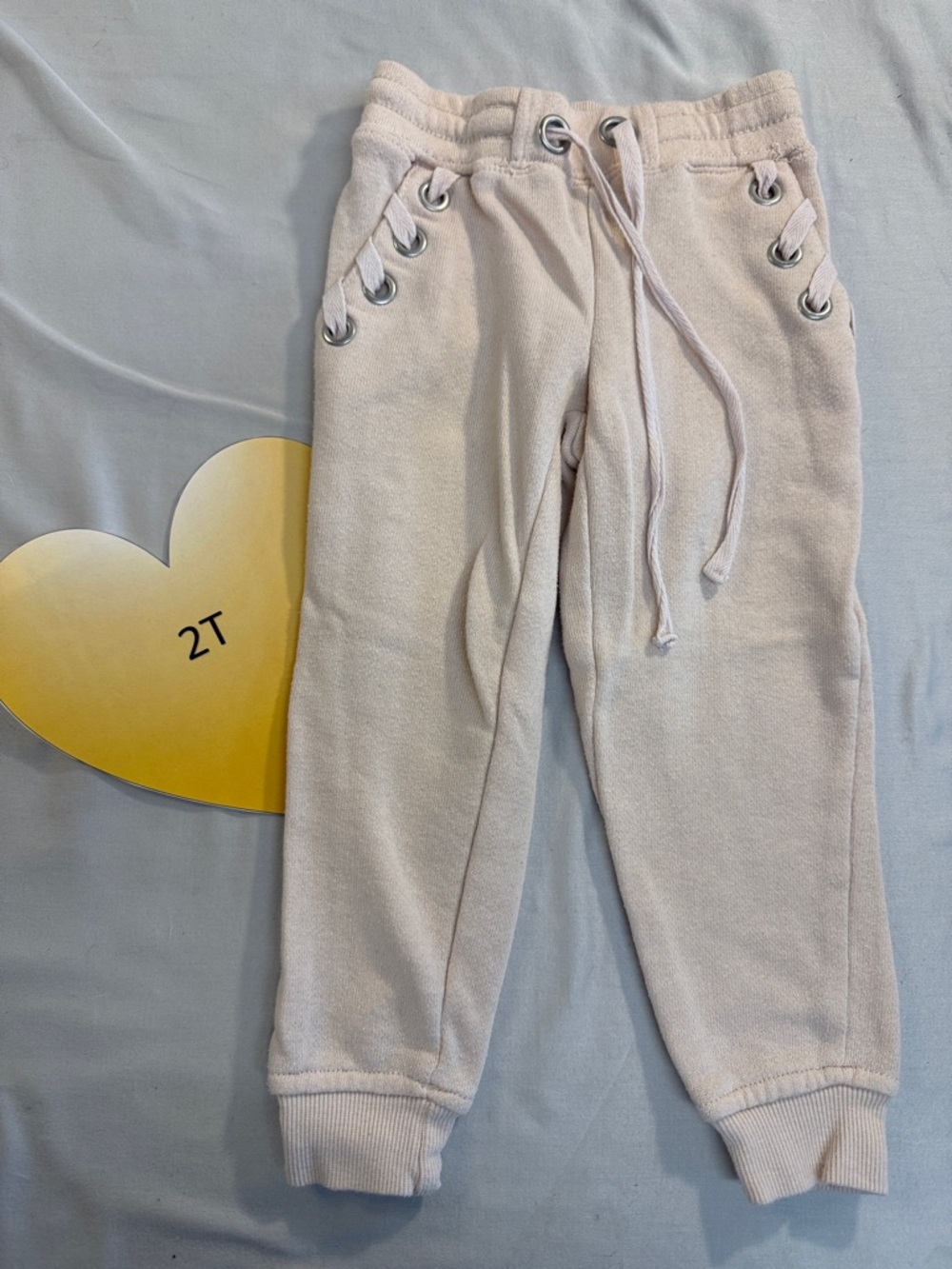 Dex Kids - Cream Joggers/sweatpants with Eyelet Detail